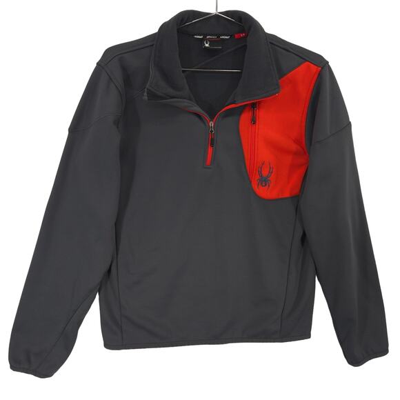 Spyder Jacket Mens S Gray Bandit Half Zip Logo Long Sleeve Fleece Pullover - Picture 1 of 13
